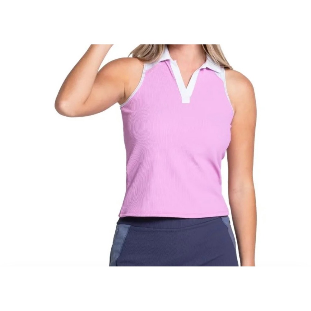 Lucky in Love Women  Polo Shirt Large Golf Tennis Pickleball Ribbed Petal Pink‎